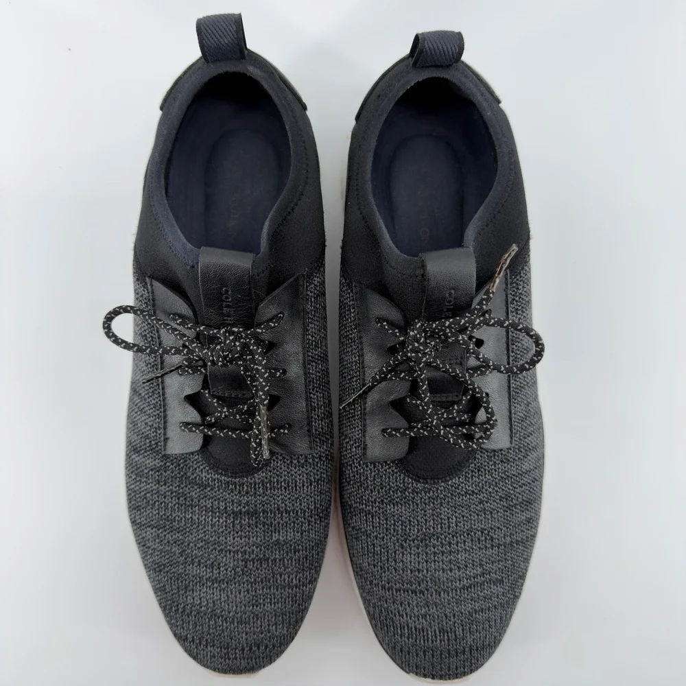 Cole Haan Grand.OS Zerogrand Mens 11M‎ Black Grey Knit Leather Sneakers